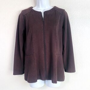 Ruby Ribbon Brown Mink Ponte Knit Full Zip Jacket Size S